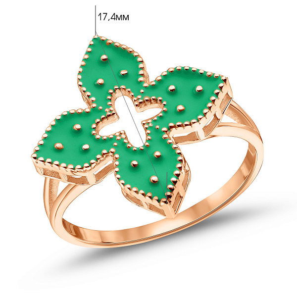 Каблучка з червоного золота з емаллю (арт. 156531/15ез) – зображення 2