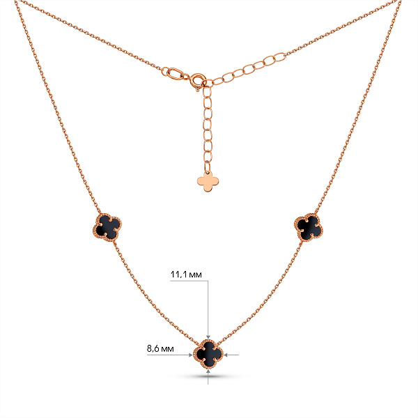 Золоте кольє Клевер з оніксом (арт. 361494/7о) – зображення 3