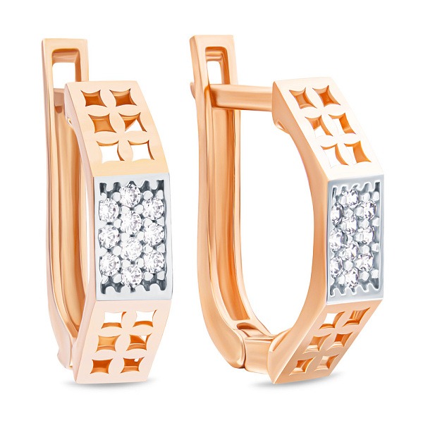 Серьги золотые с фианитами (арт. 106709) – изображение 1