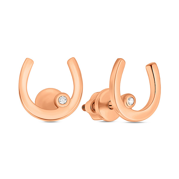 Золотые серьги Подкова с фианитами (арт. 111068) – изображение 1