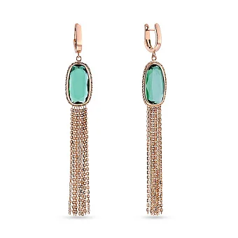 Золоті сережки-підвіски з кварцом (арт. 107604Пкз)