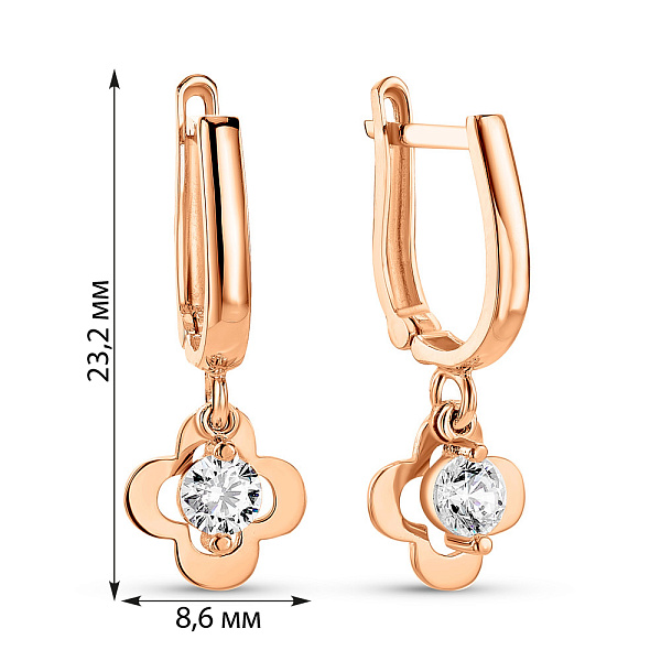 Золоті сережки-підвіски з фіанітами (арт. 109680) – зображення 2