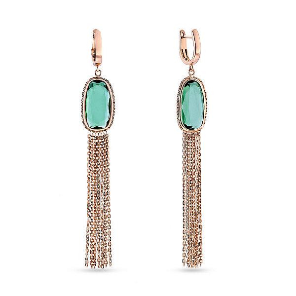 Золоті сережки-підвіски з кварцом (арт. 107604Пкз) – зображення 1