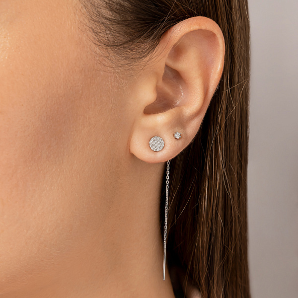 Сережки-протяжки з білого золота з діамантами  (арт. С011266010б) – зображення 2