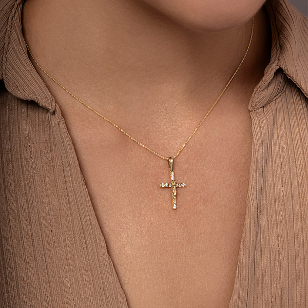 Золотой нательный крестик с распятием (арт. 501388ж) – изображение 5