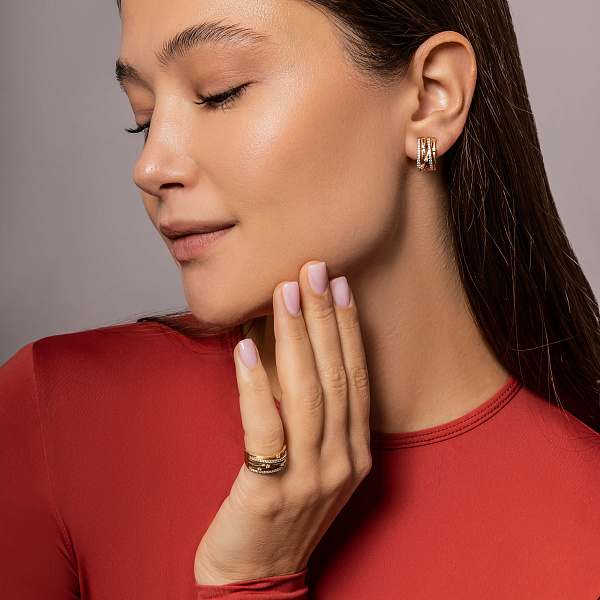 Золотое кольцо Синергия с фианитами (арт. 140531ж) – изображение 6