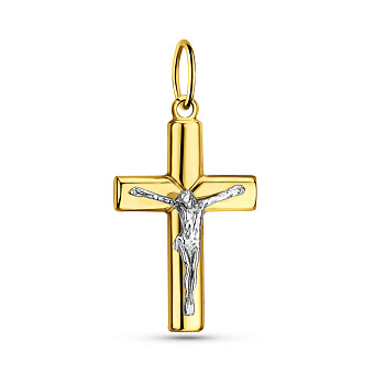 Золотой нательный крестик с распятием (арт. 500439ж)