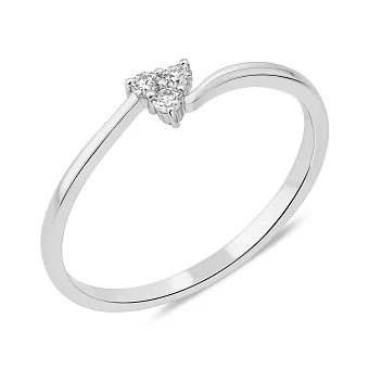 Тонка каблучка з білого золота з трьома діамантами (арт. К011385005б)