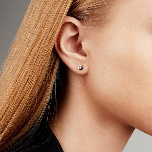 Золотые серьги пусеты с бриллиантами (арт. Т011059010) – изображение 2