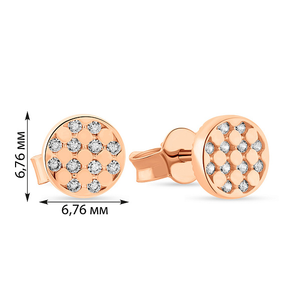 Золоті сережки-цвяшки круглої форми з фіанітами (арт. 108812) – зображення 2