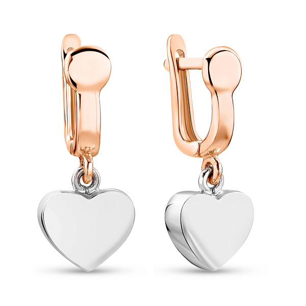 Серьги-подвески из красного и белого золота (арт. 106413кб) – изображение 1
