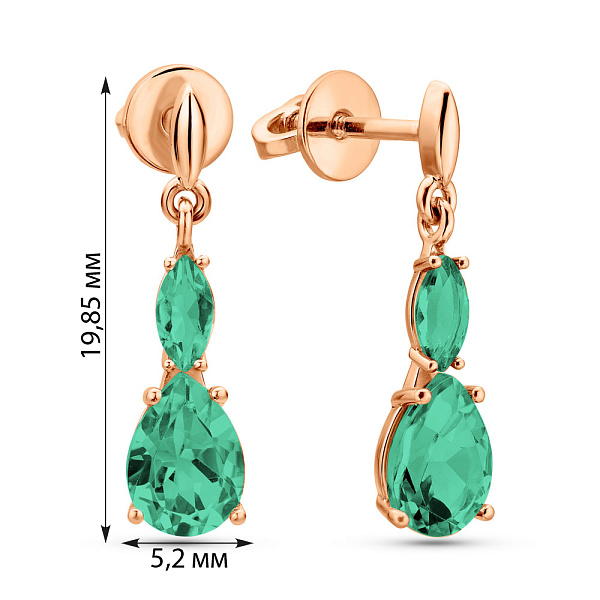 Золоті сережки з кварцом (арт. 111363Пз) – зображення 2