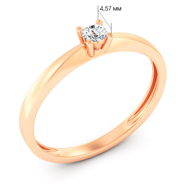 Кольцо из красного золота с бриллиантом (арт. К01108904036) – изображение 3