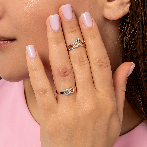 Кольцо из красного золота «Бесконечность» с фианитами (арт. 141115) – изображение 2