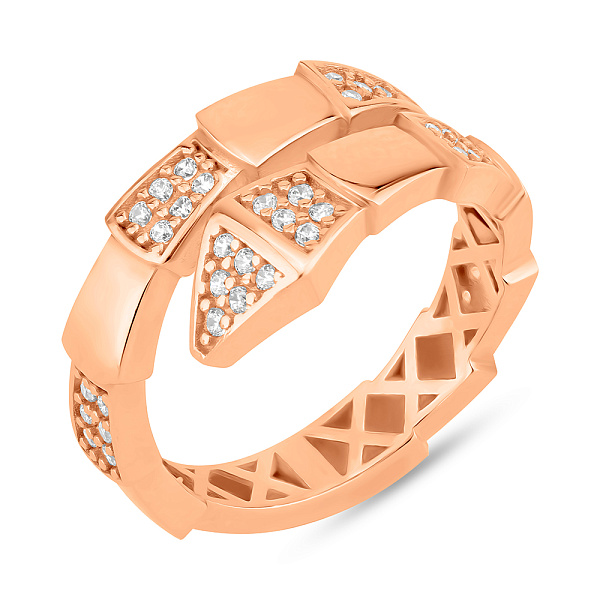 Кольцо Змея  из красного золота с фианитами (арт. 156334) – изображение 1