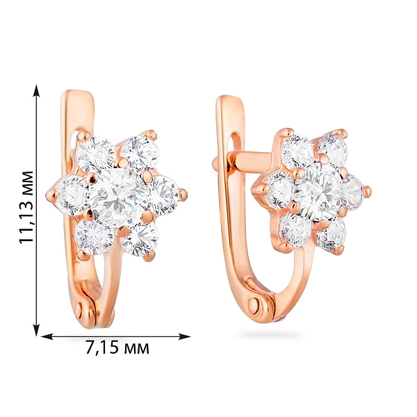 Дитячі золоті сережки «Квіточки» з фіанітами (арт. 110154) – зображення 4