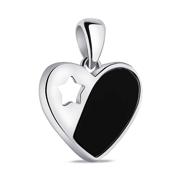 Серебряный подвес Сердце с ониксом (арт. 7503/4222о) – изображение 1