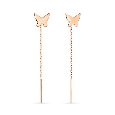 Золоті сережки-протяжки «Метелики»  (арт. 106396)