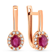 Фото Серьги из красного золота с рубинами и бриллиантами (арт. С011785р)