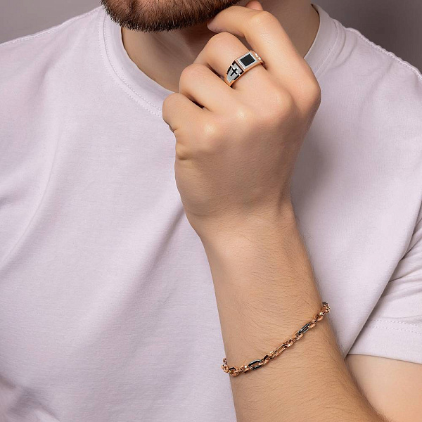 Золотий перстень з оніксом (арт. 180535кбо) – зображення 4