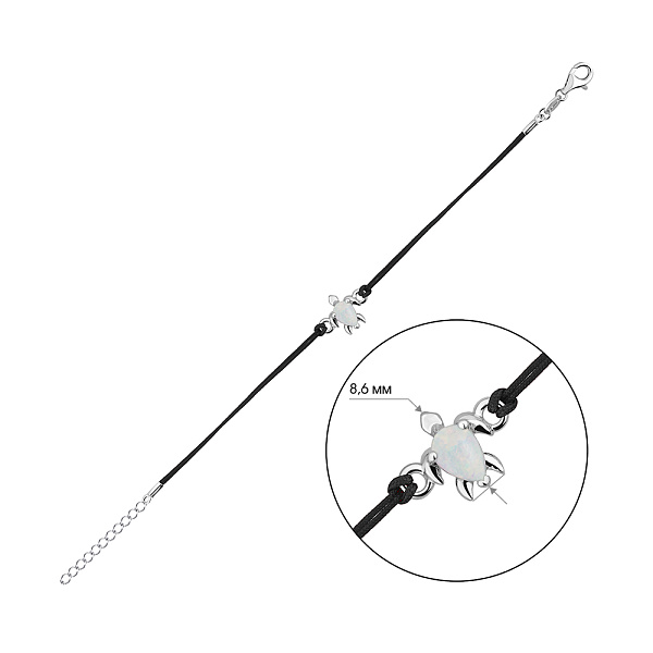 Срібний браслет Черепаха  із шовковою ниткою (арт. 7309/5163чПоб) – зображення 2