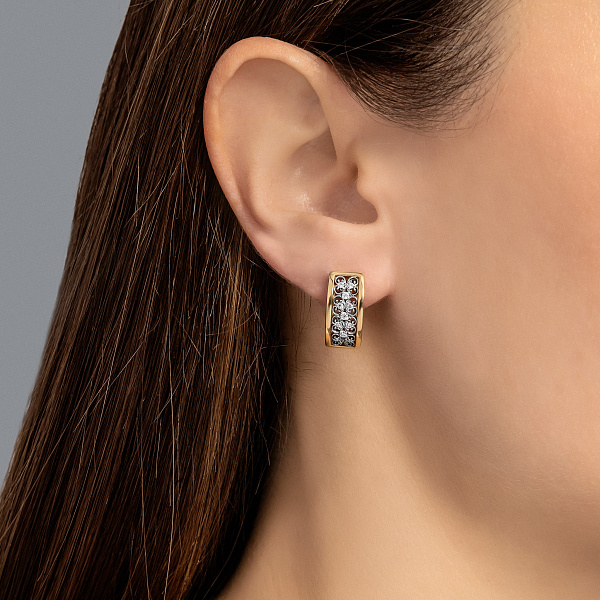 Серьги из желтого золота с фианитами (арт. 112900ж) – изображение 2