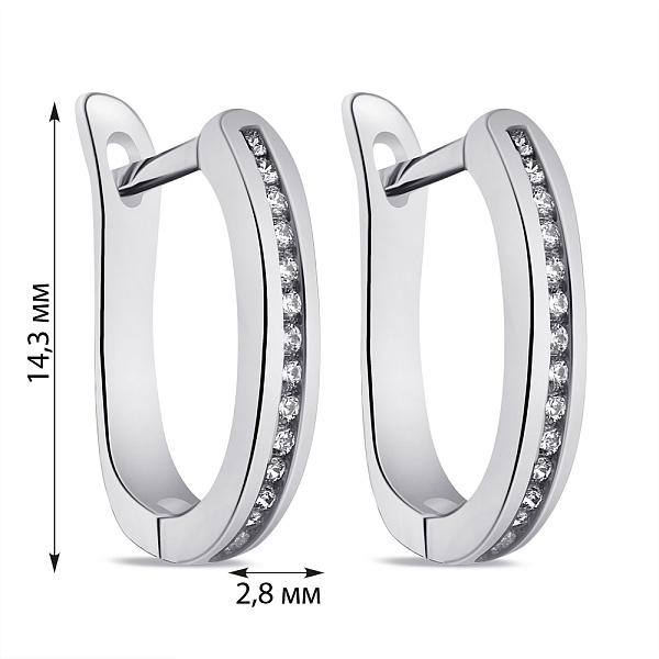 Серьги из серебра с дорожкой из фианитов (арт. 7502/СК2Ф/1061) – изображение 2