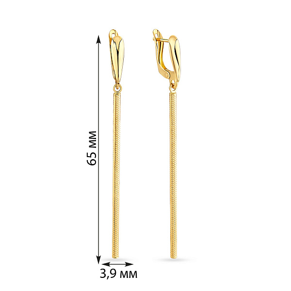 Сережки-підвіски з жовтого золота (арт. 108103ж) – зображення 2