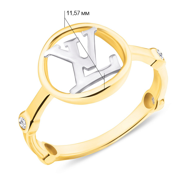 Золота каблучка з фіанітами (арт. 154752жб) – зображення 2