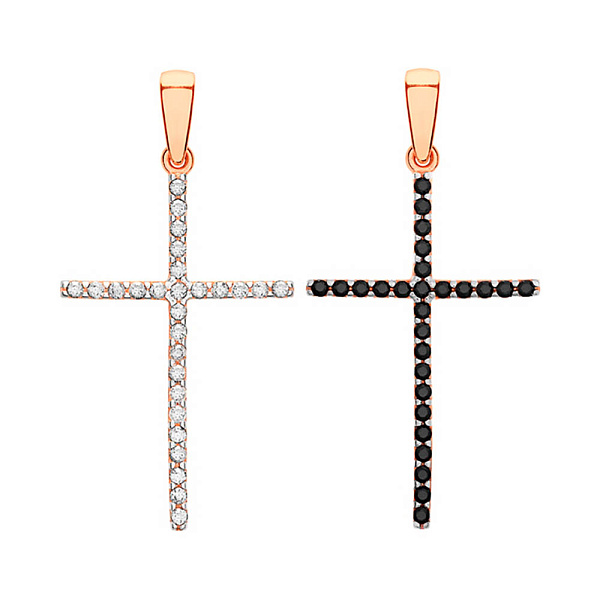 Золотая подвеска-крестик с фианитами (арт. 440418ч) – изображение 2