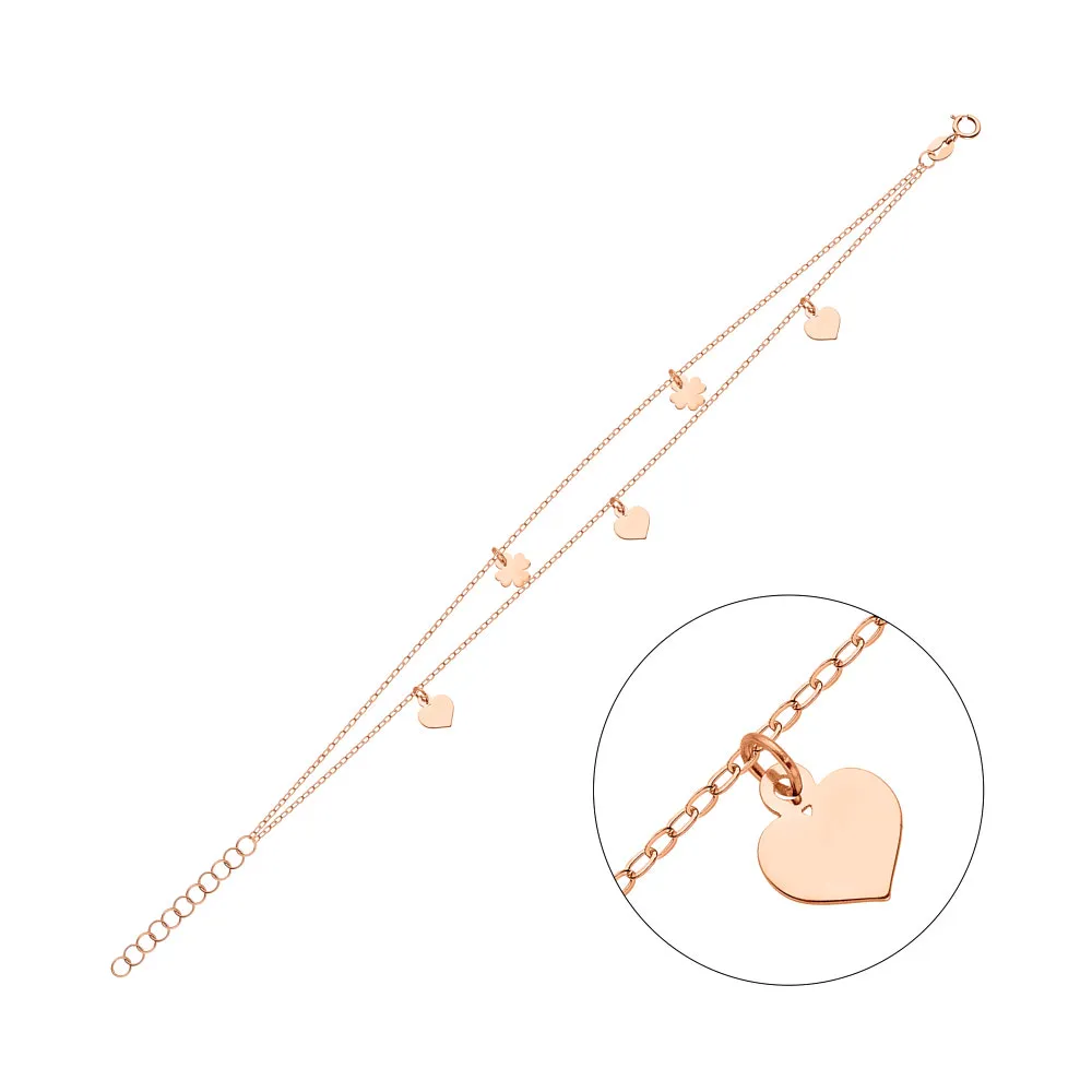 Подвійний золотий браслет з підвісками  (арт. 325643)