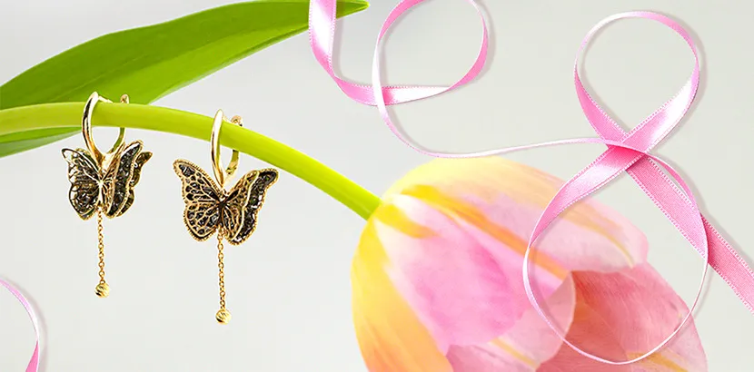 золотые сережки Francelli Бабочки