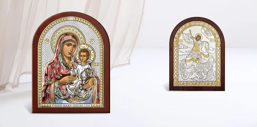 срібні ікони з ликом православних святих