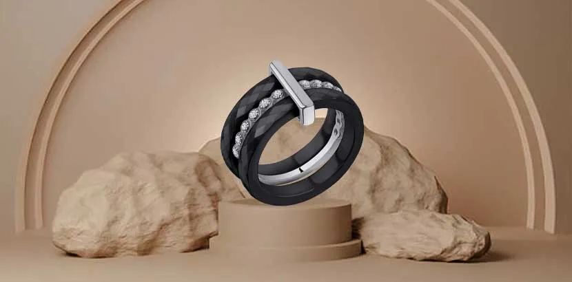 серебряное кольцо с керамикой
