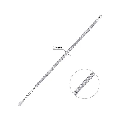 Срібний браслет з доріжкою з фіанітів (арт. 7509/1218/2)