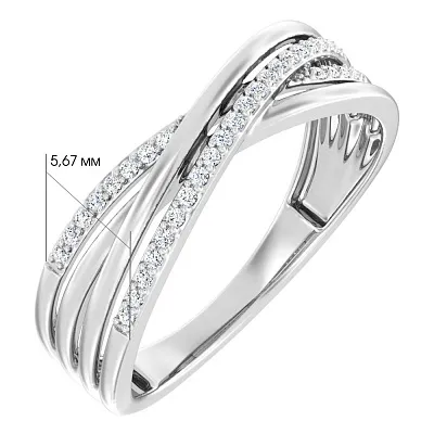 Золотое кольцо в белом цвете металла с бриллиантами (арт. К011122010б)