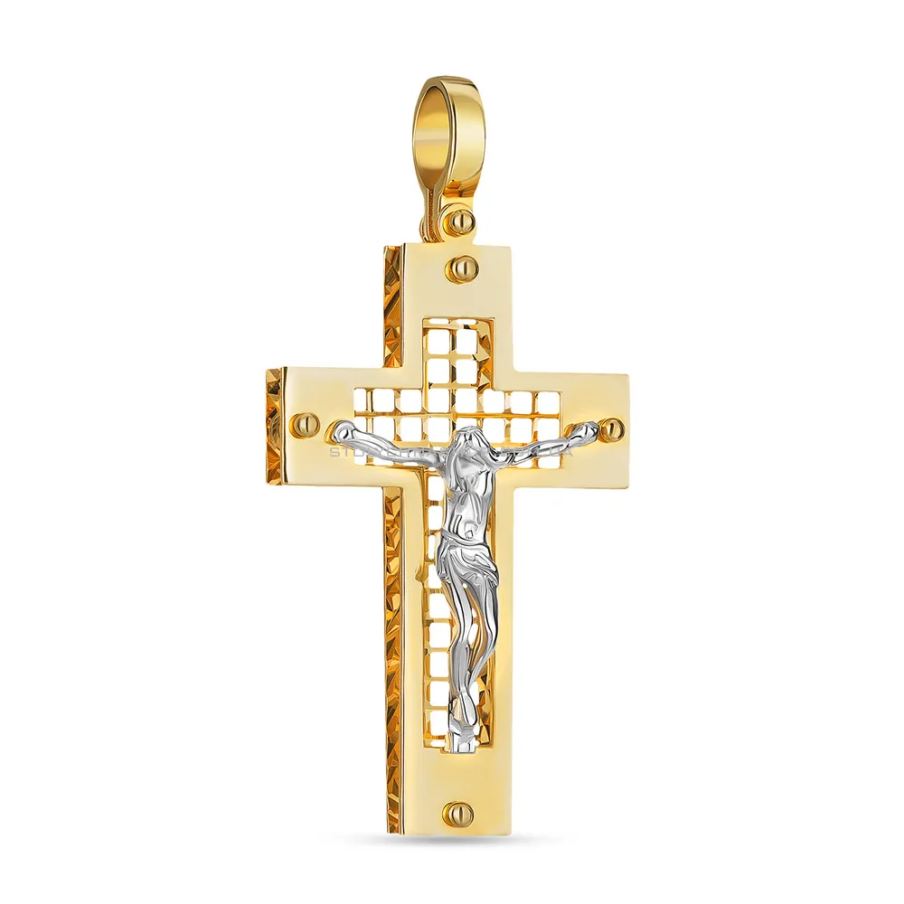 Хрестик з комбінованого золота (арт. 500635ж)