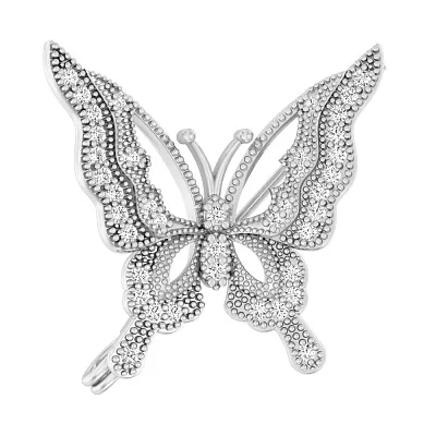 Брошка срібна "Метелик" з фіанітами  (арт. Х360040)