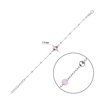 Дитячий браслет зі срібла "Квітка" з рожевою емаллю (арт. 7509/3925ер)