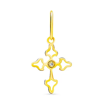 Хрестик з жовтого золота з фіанітом (арт. 440455ж)