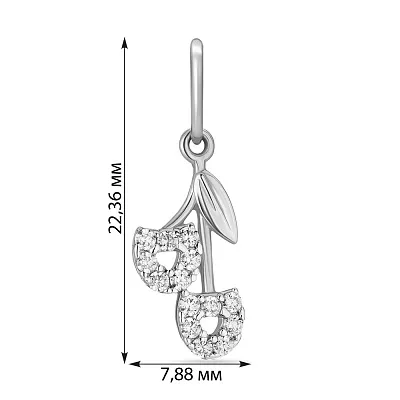Підвіска з білого золота "Вишенька" з фіанітами (арт. 421880б)