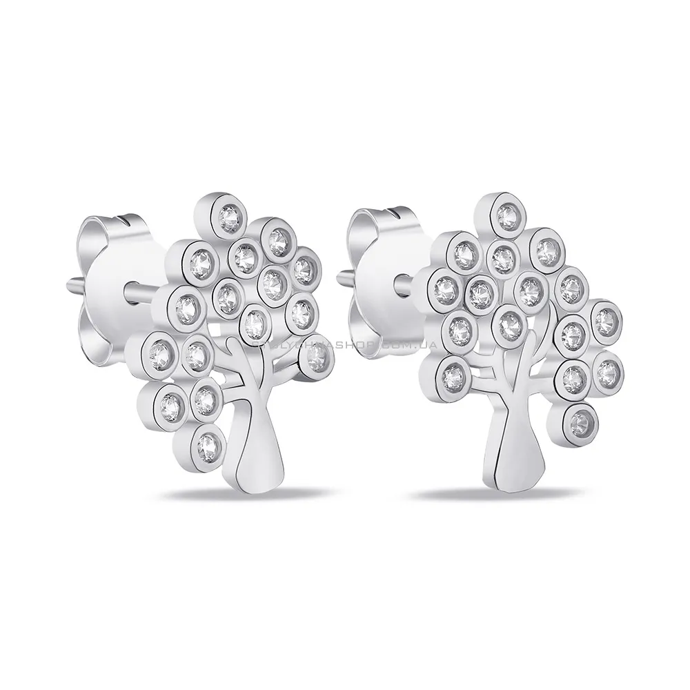 Сережки-пусети зі срібла "Дерево життя" з фіанітами (арт. 7518/6425) - цена