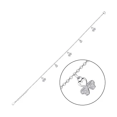 Серебряный браслет на ногу с фианитами (арт. 7509/2515)