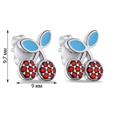 Сережки зі срібла Вишеньки з альпінітами (арт. 7518/6695ег)