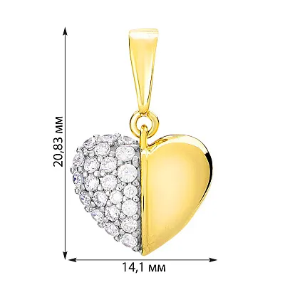 Золотая подвеска «Сердечко» с фианитами (арт. 440332ж)