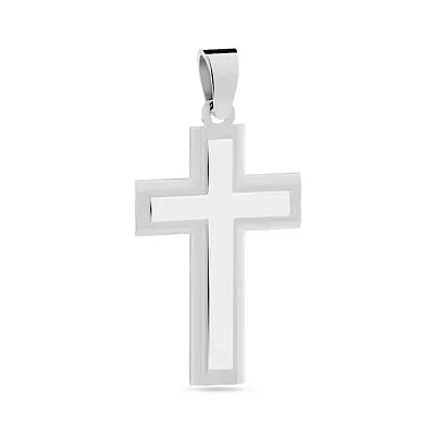 Крестик без распятия из белого золота (арт. 440410бм)