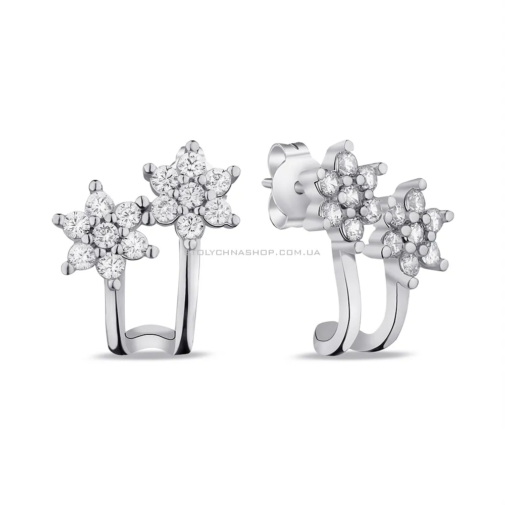 Срібні сережки-пусети з фіанітами (арт. 7518/С2Ф/714) - цена