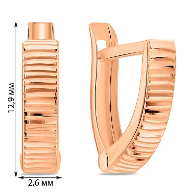 Сережки з червоного золота з алмазною гранню (арт. 109012)