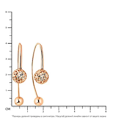 Сережки из красного золота с фианитами (арт. 107943)