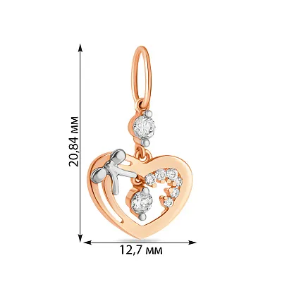 Подвеска золотая «Сердце» с белыми фианитами (арт. 423759)